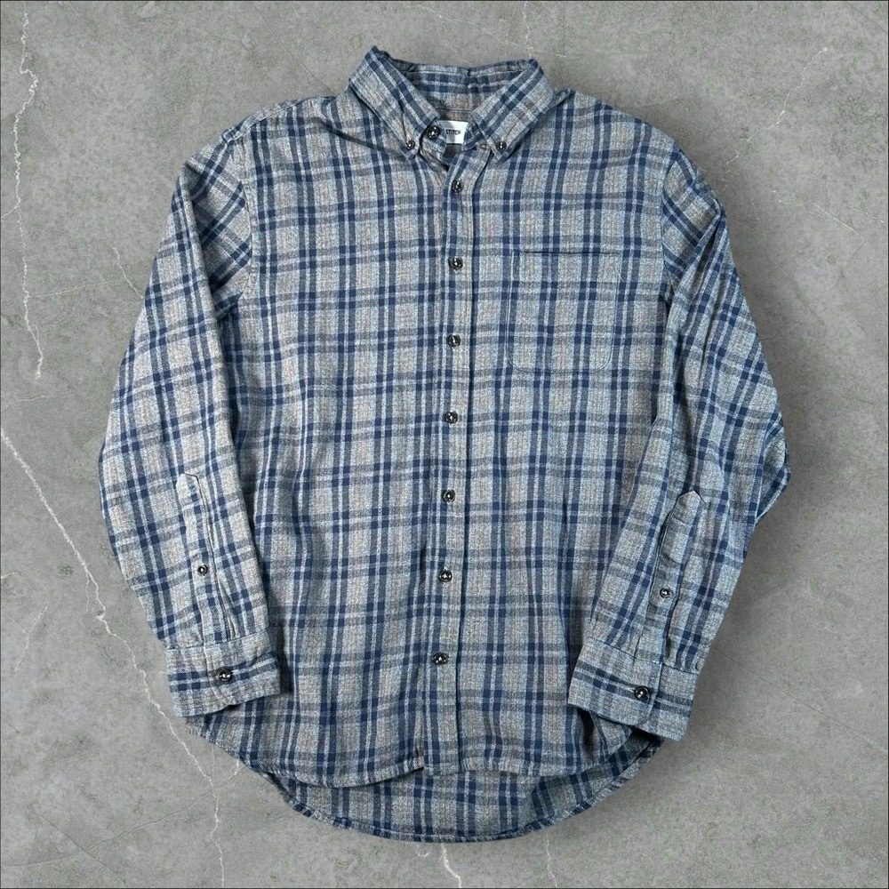 Taylor Stitch Flannel Shirt Men 40 Grey Plaid Button Up Fall Casual Long Sleeve